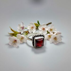 Rose Red Silver Ring