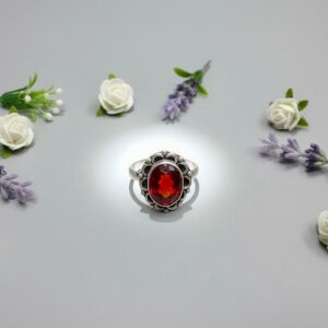 Red Stone Silver Ring